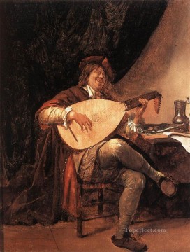 the painter jan asselyn Painting - Self Portrait As A Lutenist Dutch genre painter Jan Steen